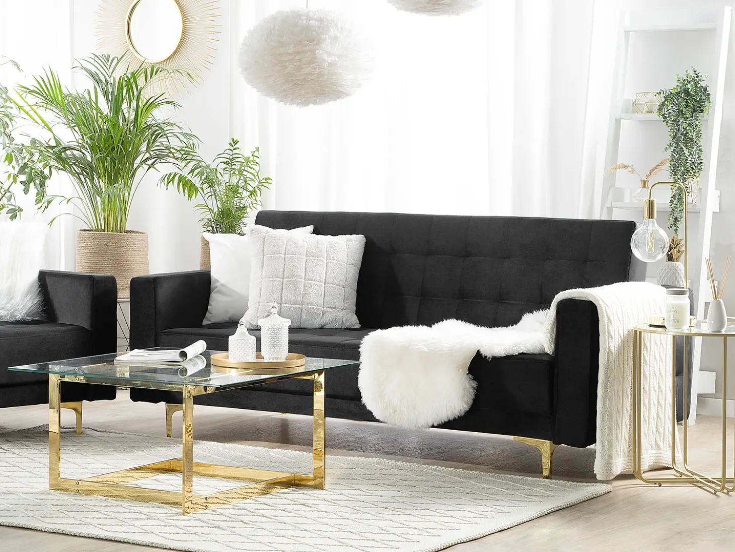 Sovesofa 3 personers ABERDEEN Velour Sort