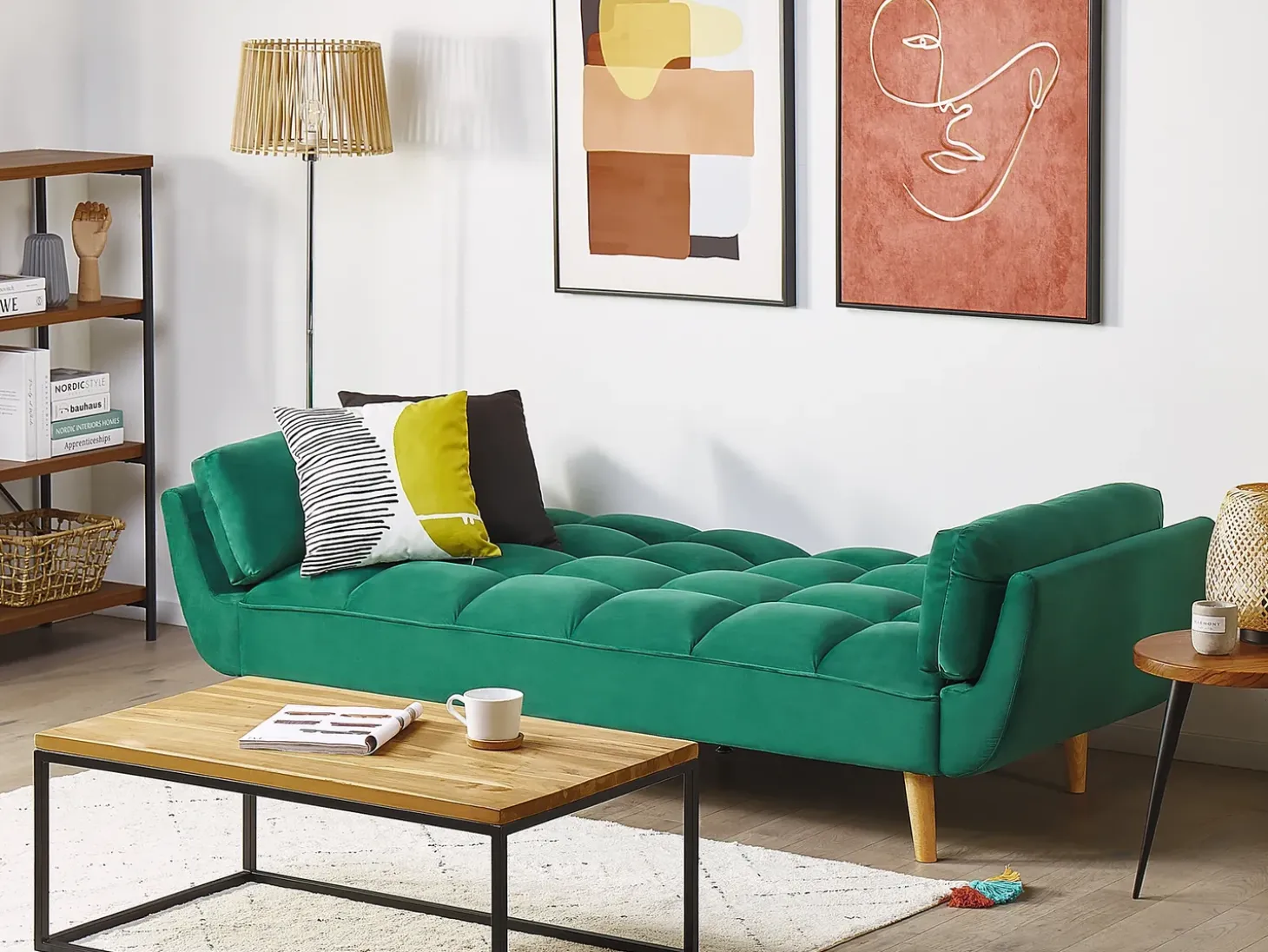 Sovesofa 3 personers ASBY Velour Grøn