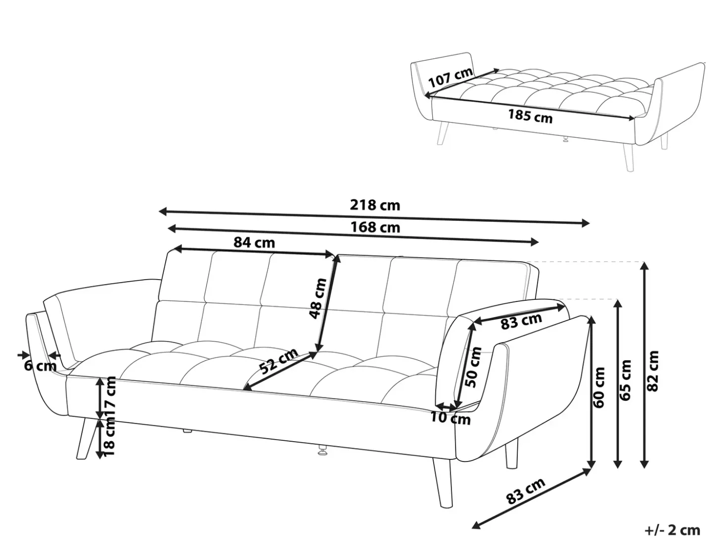 Sovesofa 3 personers ASBY Velour Sort
