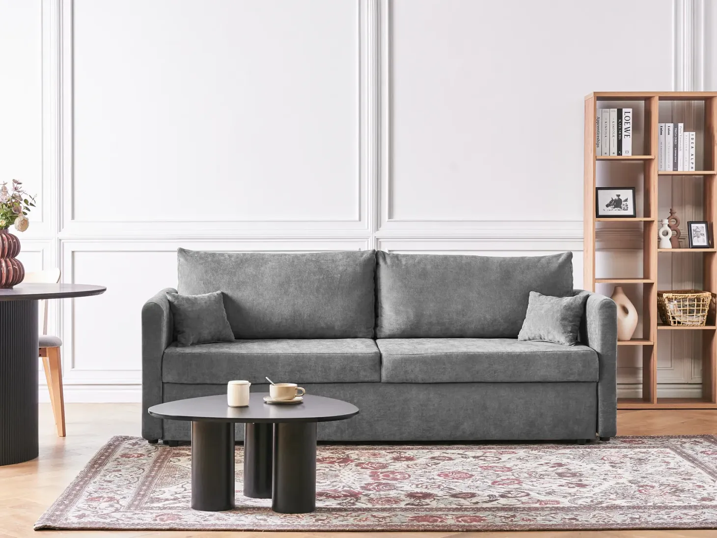 Sovesofa 3 personers BLEIK Chenille Lysegrå med opbevaring