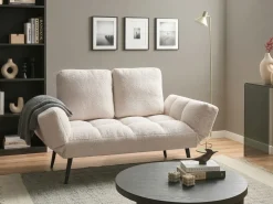 Sovesofa 2 personers BREKKE Boucle Cremehvid