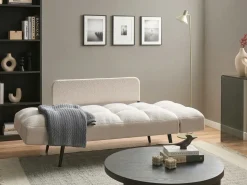 Sovesofa 2 personers BREKKE Boucle Cremehvid