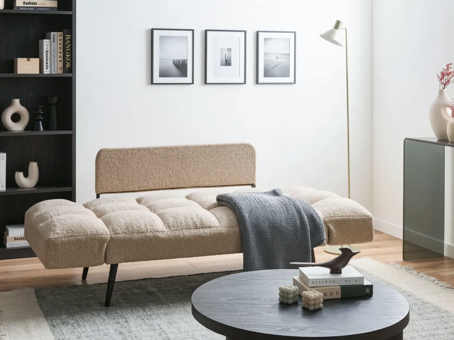 Sovesofa 2 personers BREKKE Boucle Beige