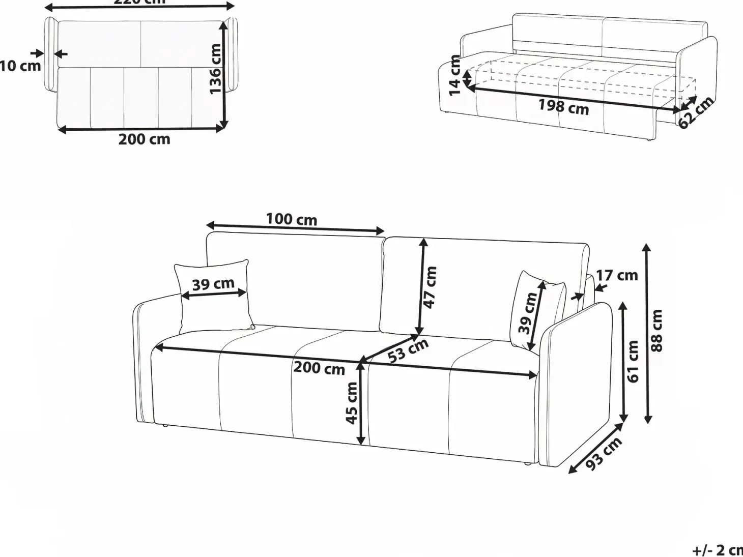 Sovesofa 3 personers EGGE Velour Lysebrun