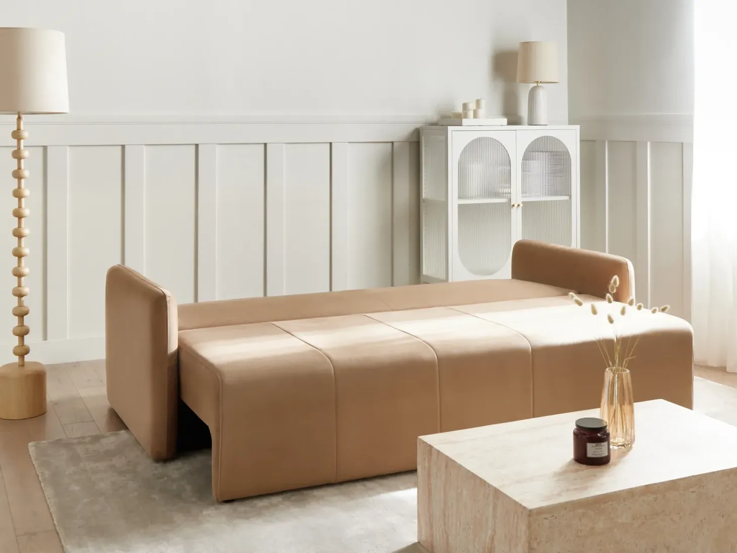 Sovesofa 3 personers EGGE Velour Lysebrun