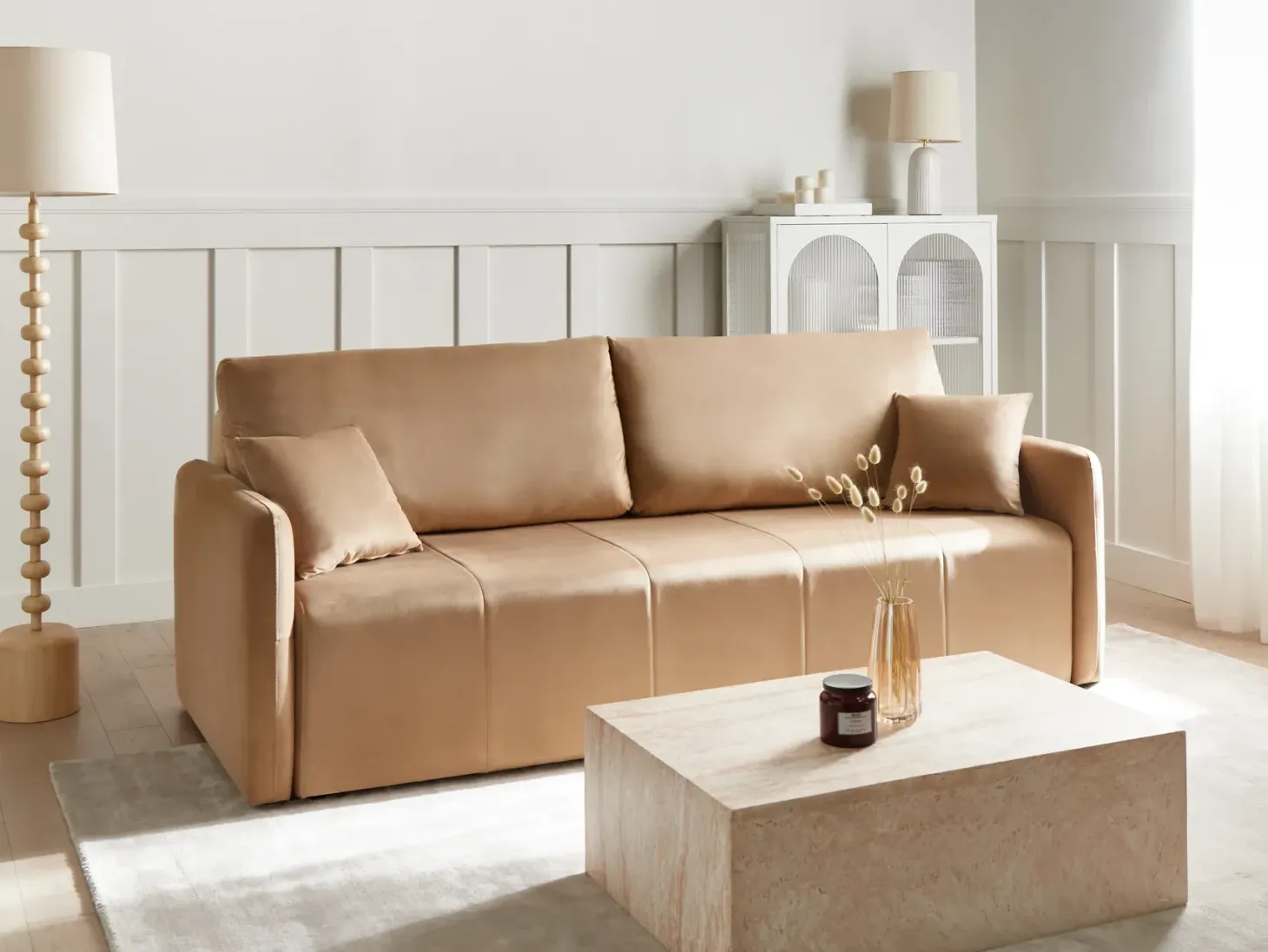 Sovesofa 3 personers EGGE Velour Lysebrun