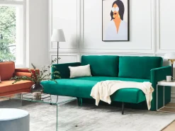 Sovesofa 3 personers EKSJO Velour Smaragdgrøn med opbevaring