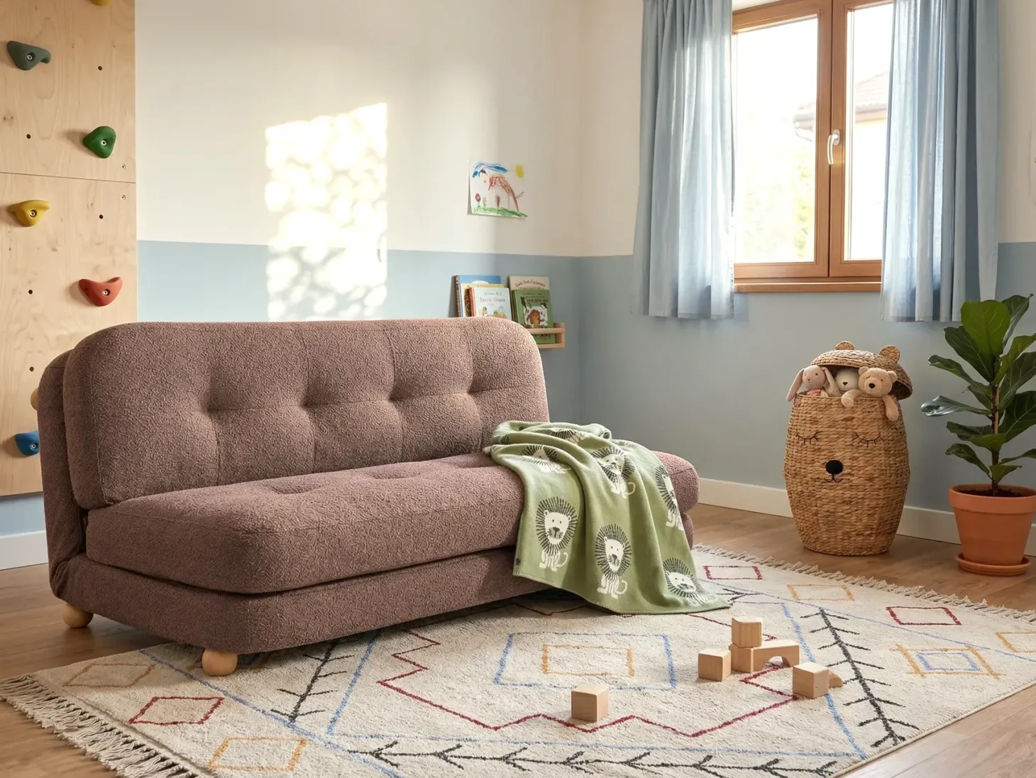 Sovesofa 2 personers ESBJERG Kunstlinned Brun