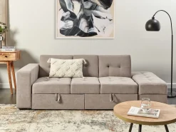 Sovesofa 3 personers FALSTER Lysebrun med opbevaring