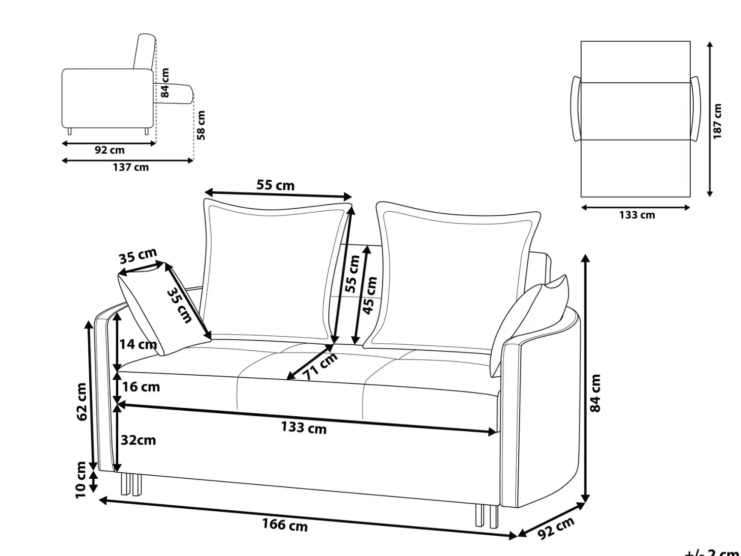 Sovesofa 2 personers HOVIN Brungrå