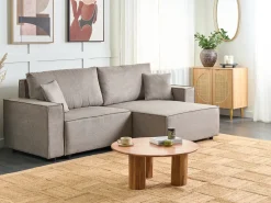 Sovesofa 3 personers KARILA Brungrå med opbevaring Venstrevendt