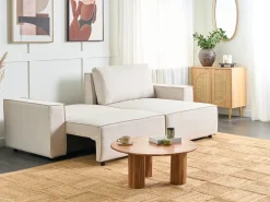 Sovesofa 3 personers KARILA Lys Beige med opbevaring Venstrevendt