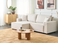 Sovesofa 3 personers KARILA Lys Beige med opbevaring Højrevendt