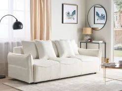 Sovesofa 3 personers KRAMA Boucle Hvid med opbevaring