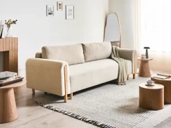 Sovesofa 3 personers KVAM Boucle Lys Beige med opbevaring