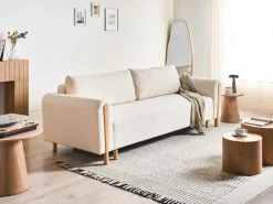 Sovesofa 3 personers KVAM Boucle Cremehvid med opbevaring