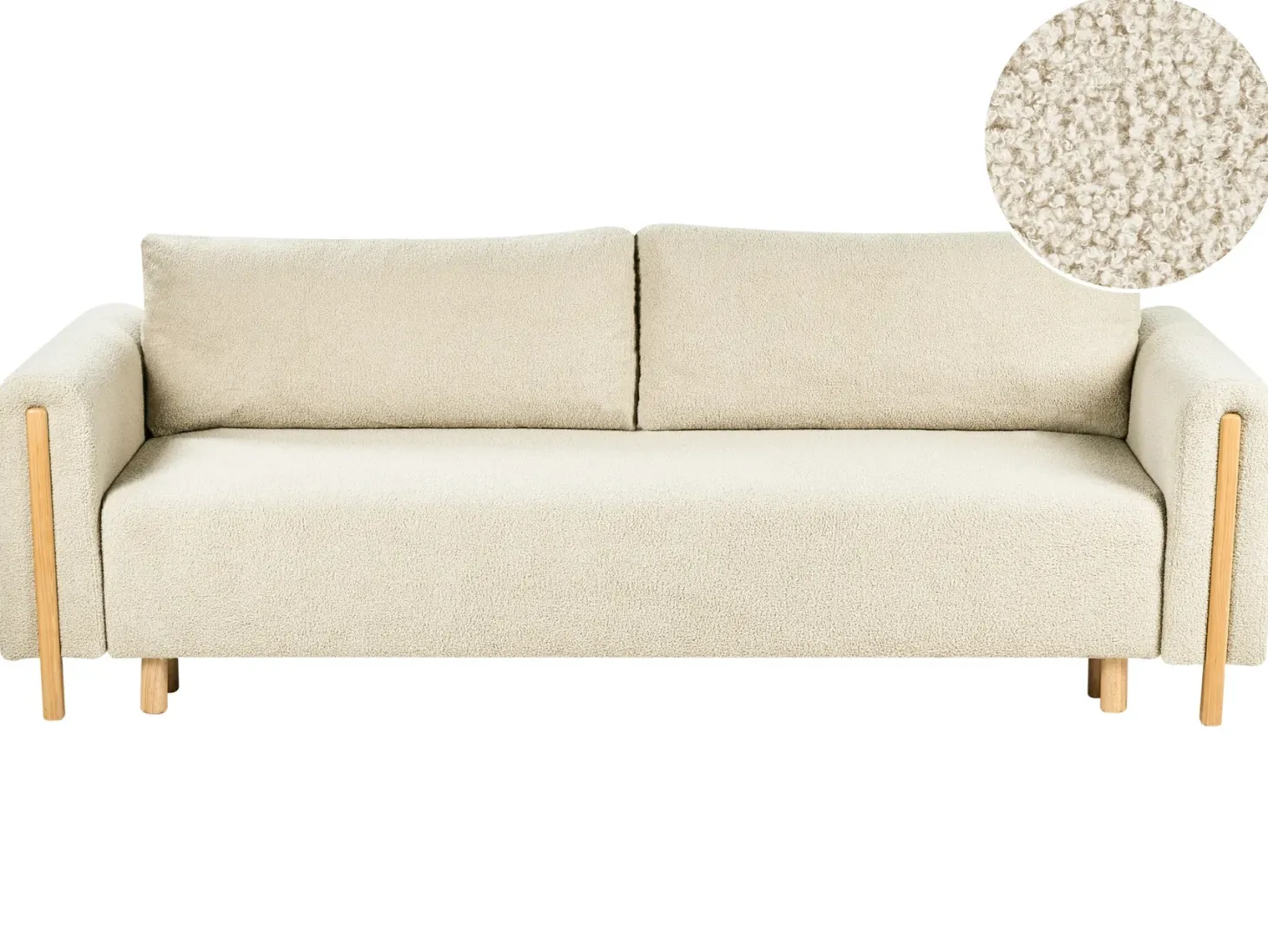 Sovesofa 3 personers KVAM Boucle Cremehvid med opbevaring