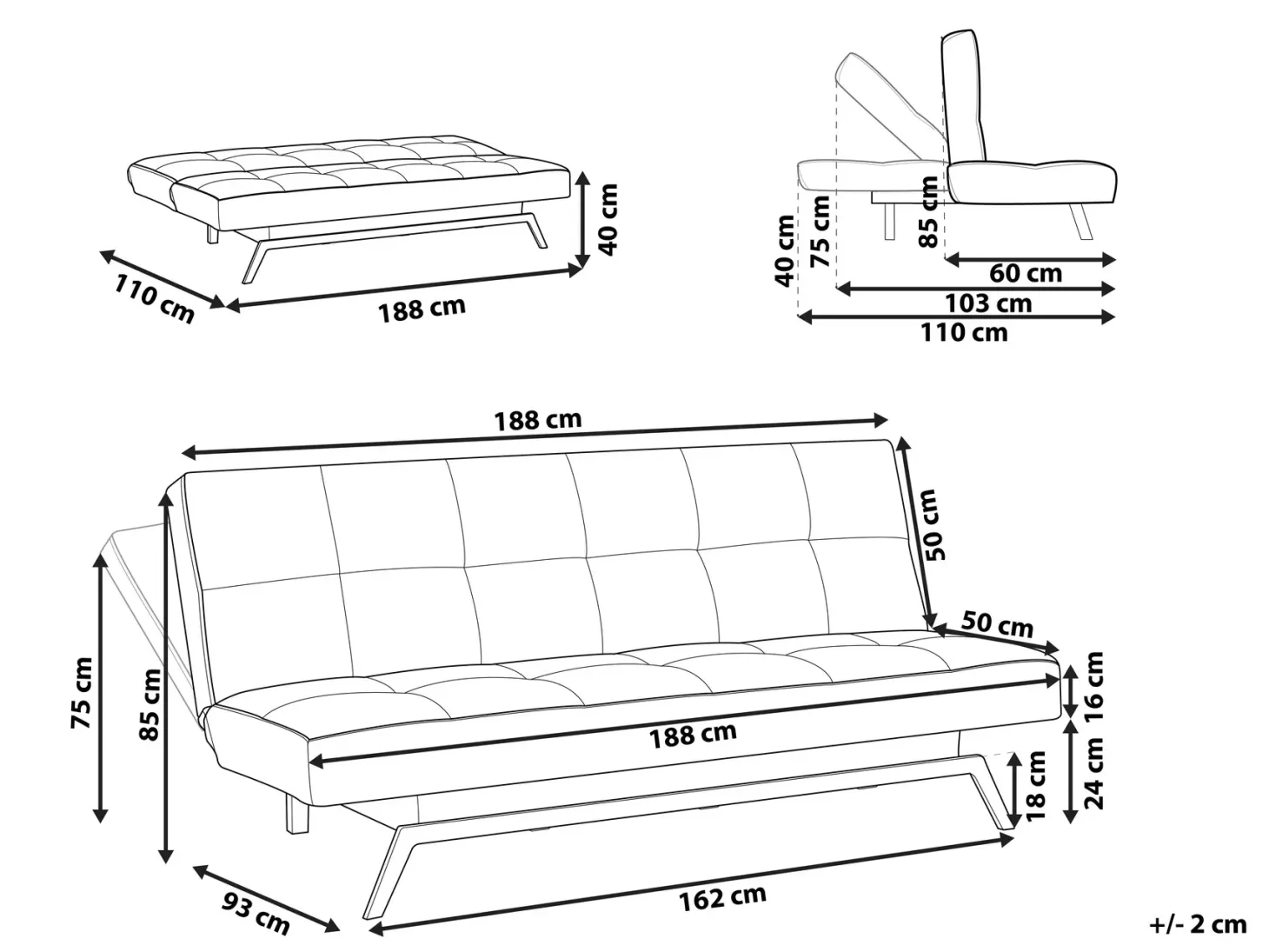 Sovesofa 3 personers LEEDS Grøn
