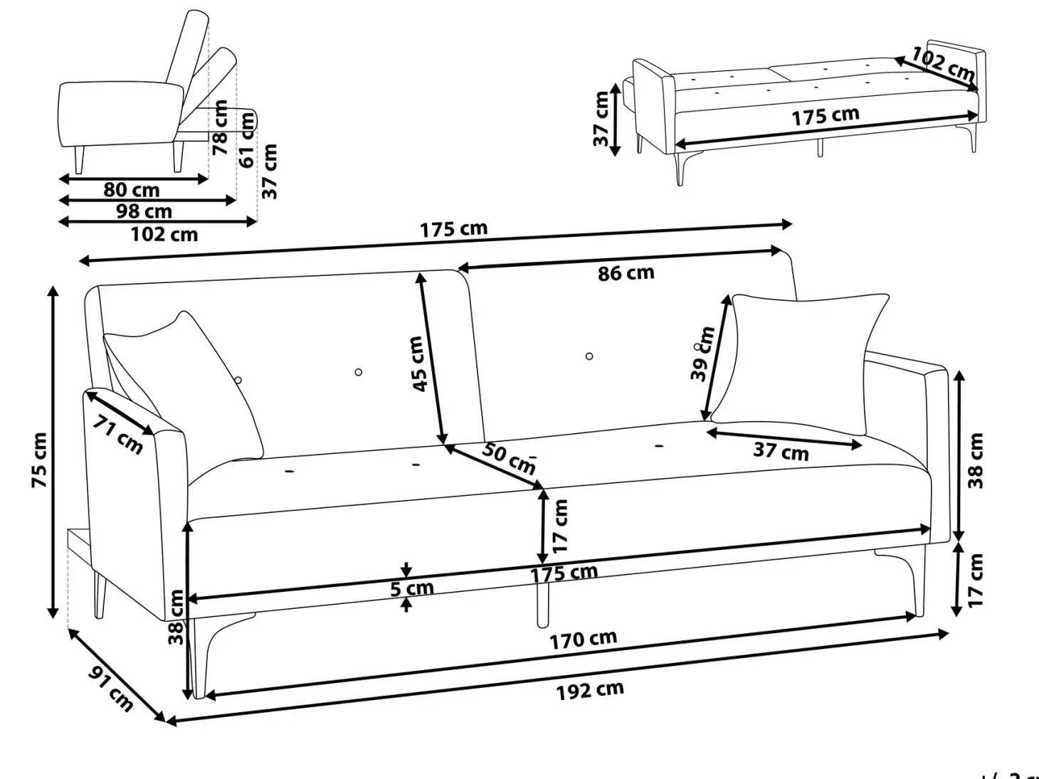 Sovesofa 3 personers LUCAN Lys Beige