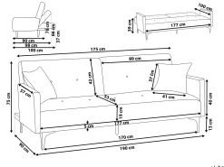 Sovesofa 3 personers LUCAN Velour Orange
