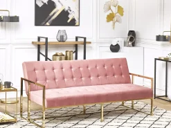 Sovesofa 3 personers MARSTAL Velour Lyserød