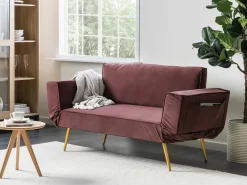 Sovesofa 2 personers SAARELA Velour Lyserød