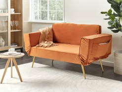 Sovesofa 2 personers SAARELA Velour Orange
