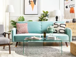 Sovesofa 3 personers SENJA Velour Himmelblå