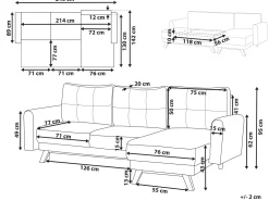 Sovesofa 3 personers SIRO Lys Beige med opbevaring Venstrevendt