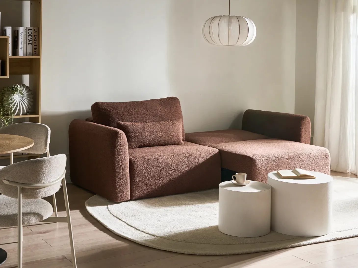 Sovesofa 3 personers VAXHOLM Boucle Brun med opbevaring