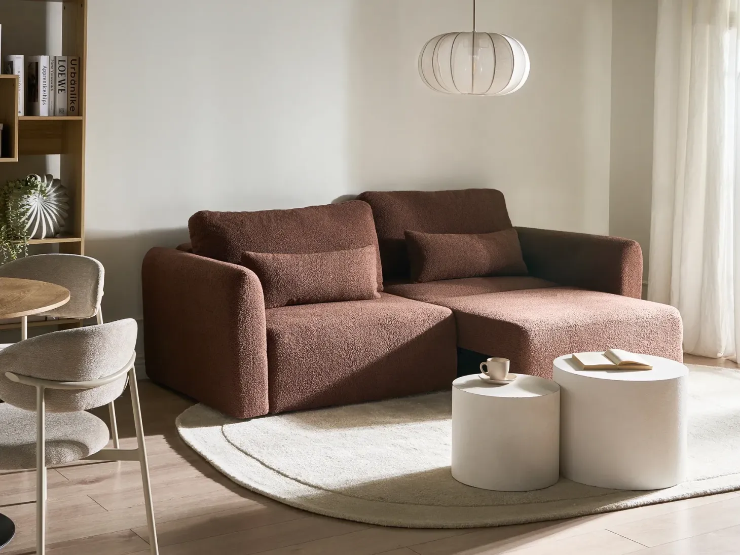 Sovesofa 3 personers VAXHOLM Boucle Brun med opbevaring