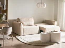 Sovesofa 3 personers VAXHOLM Boucle Lys Beige med opbevaring