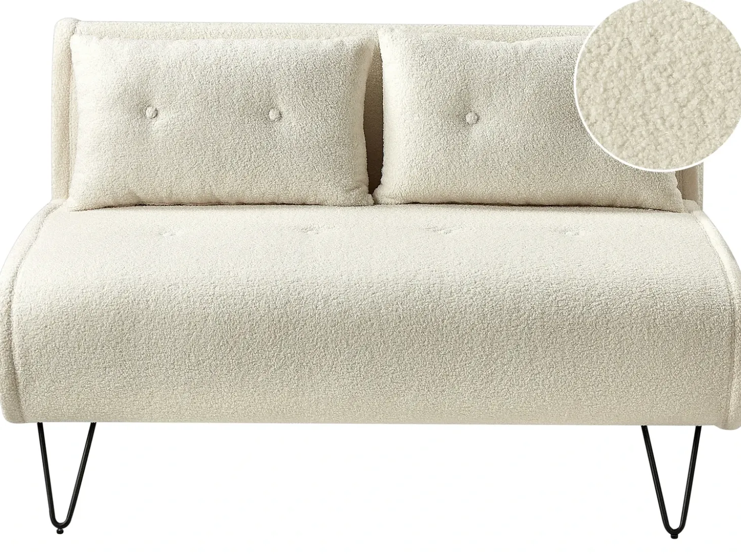 Sovesofa 2 personers VESTFOLD Boucle Cremehvid