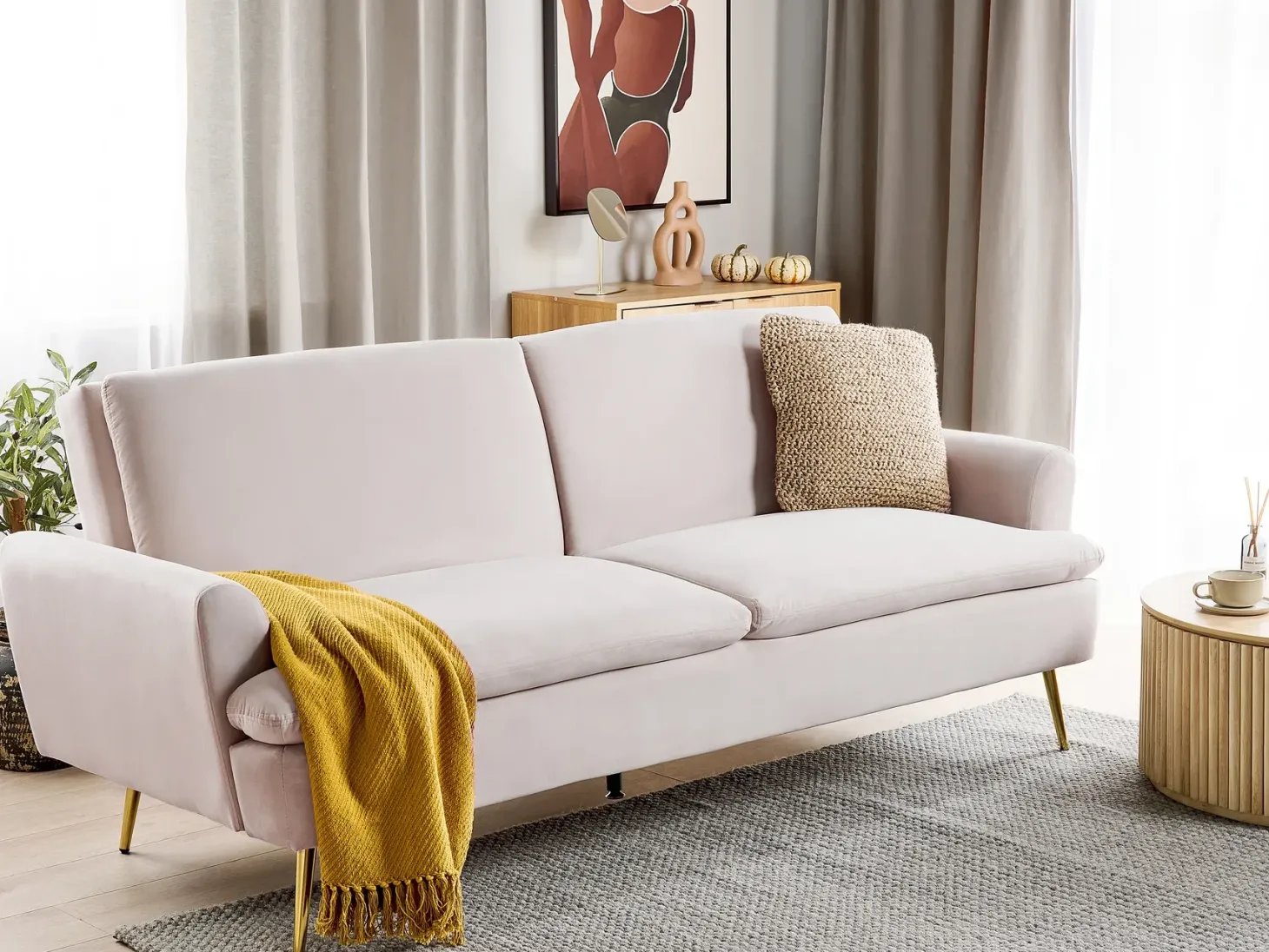 Sovesofa 3 personers VETTRE Velour Lys Beige