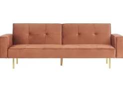 Sovesofa 3 personers VISNES Velour Guldbrun