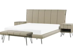 Soveværelse sæt Kunstlæder BETIN 180 x 200 cm Sand Beige