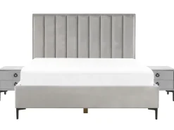 Soveværelse sæt SEZANNE Velour Lysegrå 180 x 200 cm