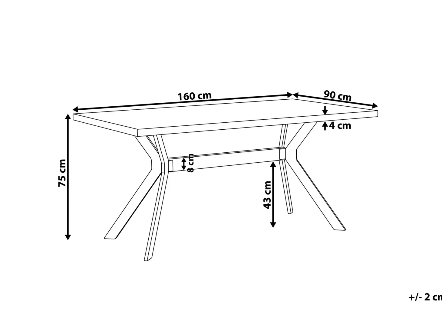 Spisebord BENSON Grå betoneffekt 160 cm 90 cm