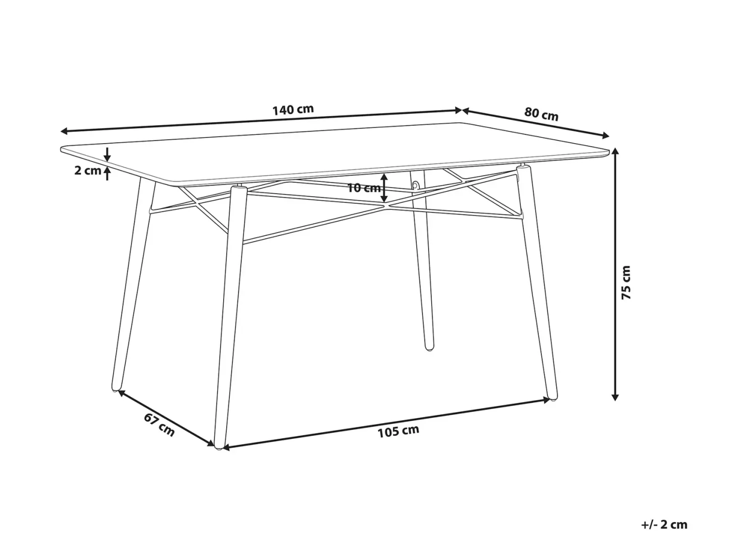 Spisebord BIONDI Sort bøg 140 cm 80 cm