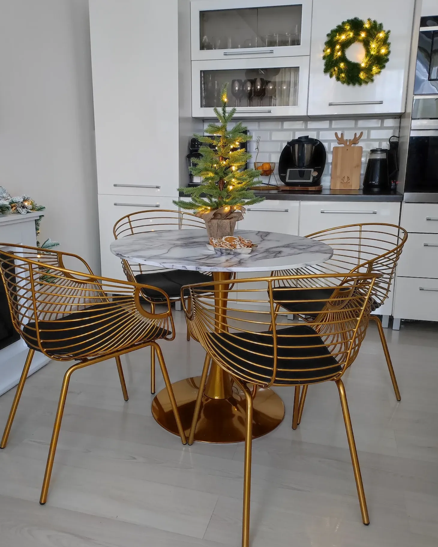 Spisebord BOCA Marmor/guld 90 cm 90 cm