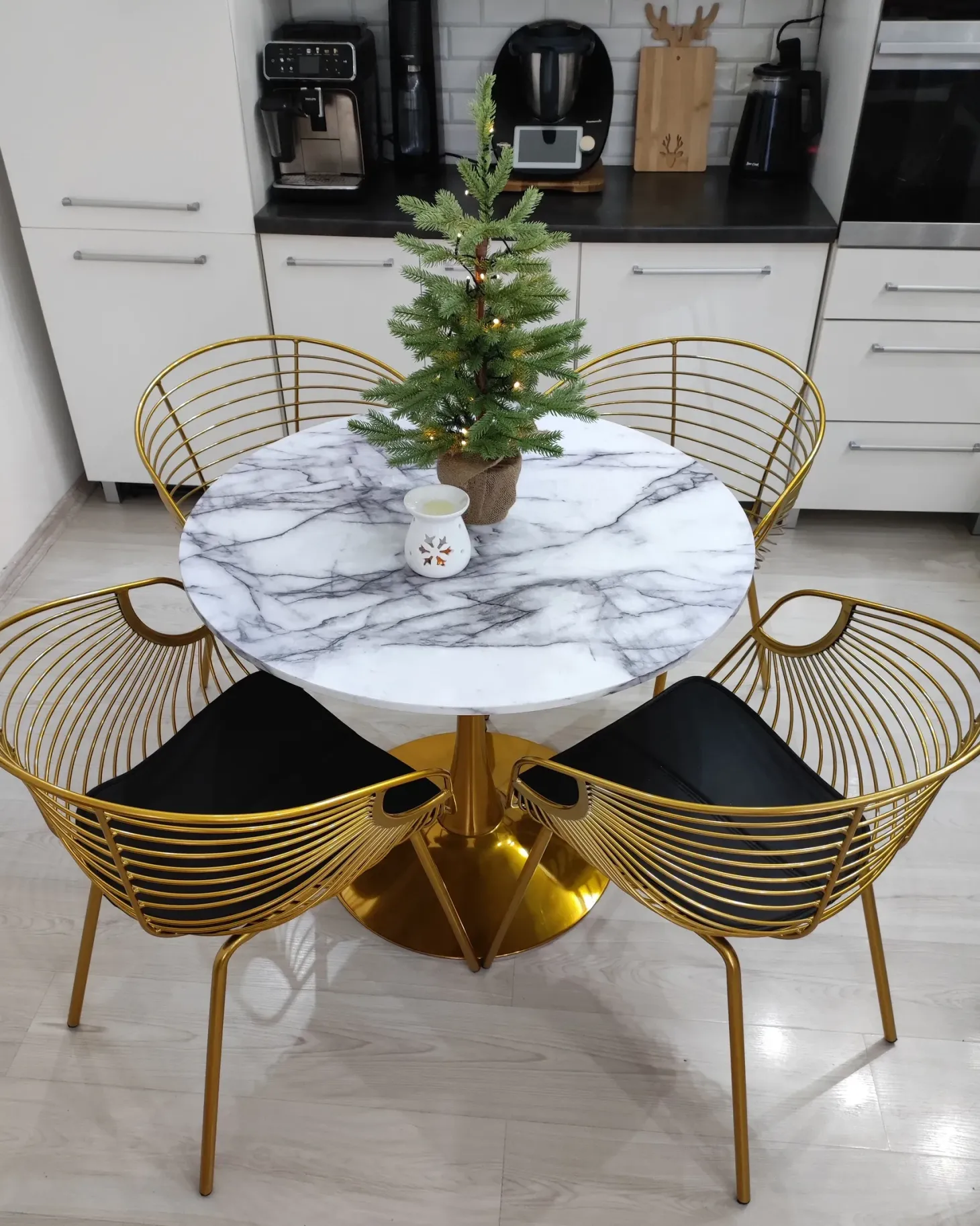 Spisebord BOCA Marmor/guld 90 cm 90 cm