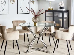 Spisebord BOSCO Sølv 105 cm 105 cm Hærdet glas