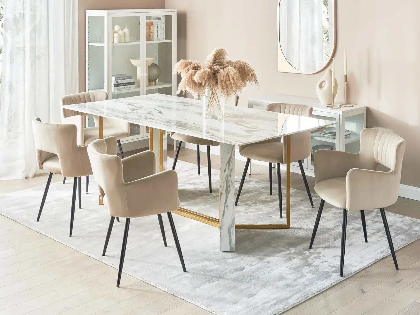 Spisebord CALCIO Hvid marmor 200 cm 100 cm