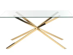 Spisebord CORA Guld 160 cm 90 cm Hærdet glas