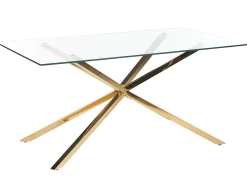 Spisebord CORA Guld 160 cm 90 cm Hærdet glas