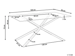 Spisebord CORA Guld 160 cm 90 cm Hærdet glas