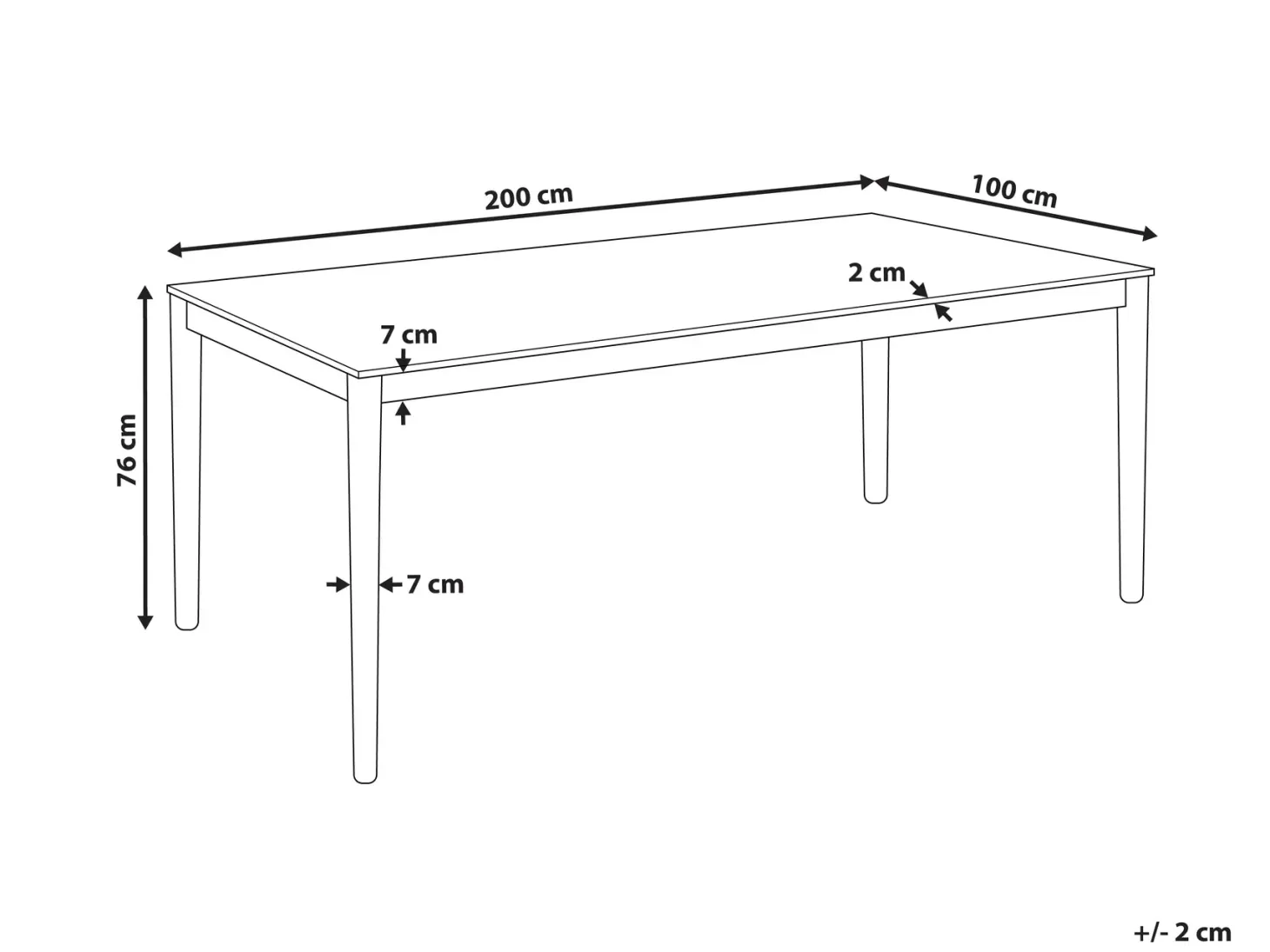 Spisebord ERMELO Naturlig ask 200 cm 100 cm