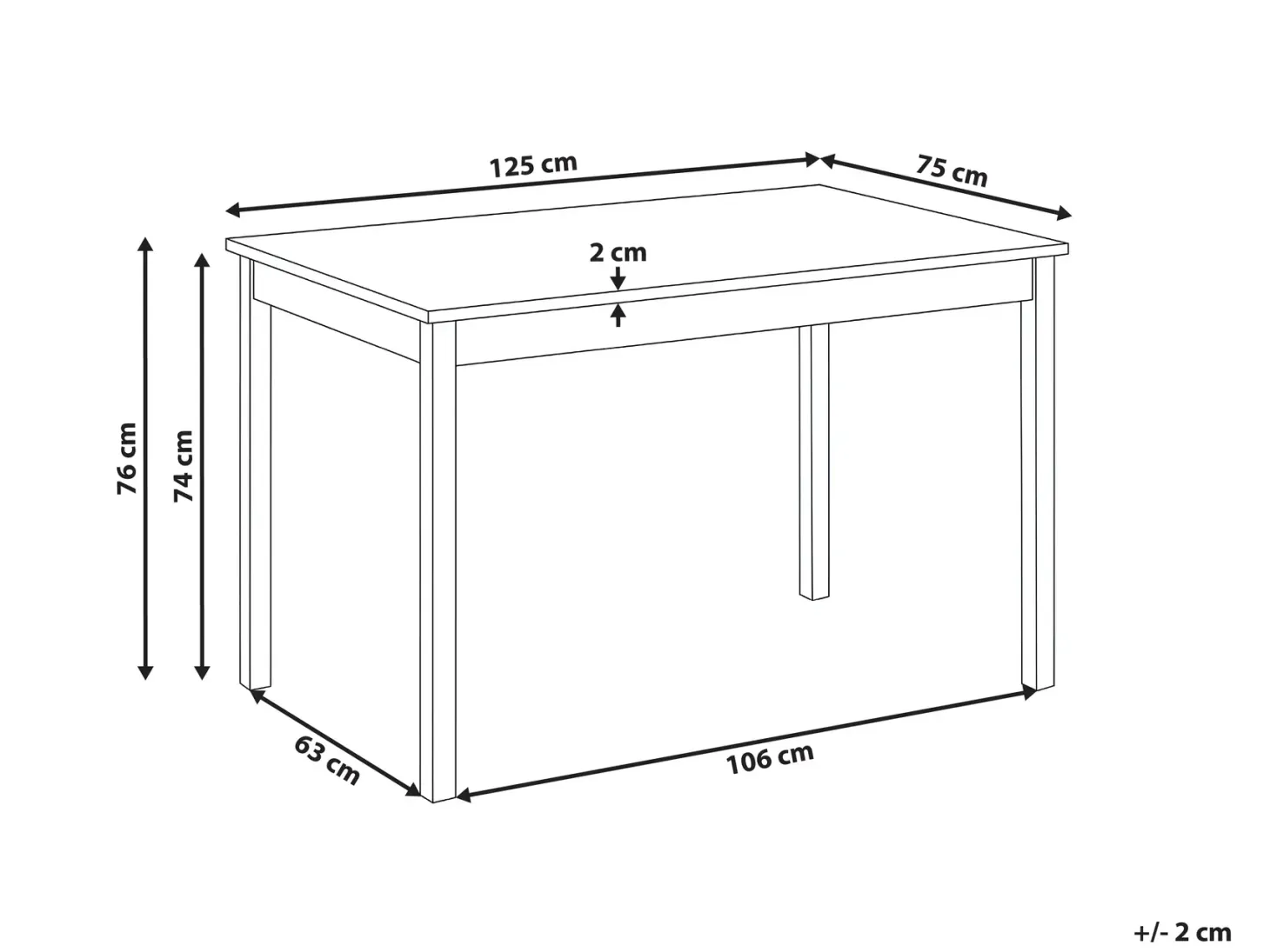 Spisebord HOUSTON Lys eg 125 cm 75 cm