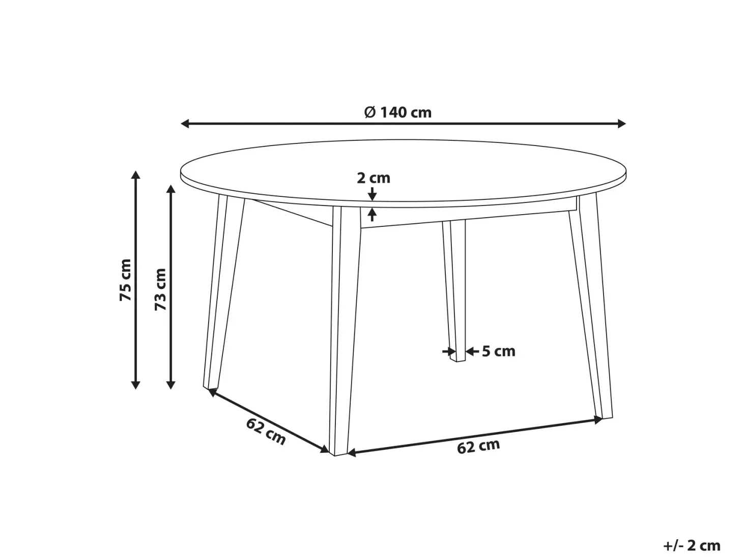 Spisebord HUNTLEY Lys eg 140 cm 140 cm