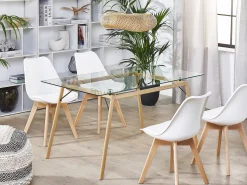 Spisebord KAMINA Lysebrun 140 cm 80 cm Hærdet glas